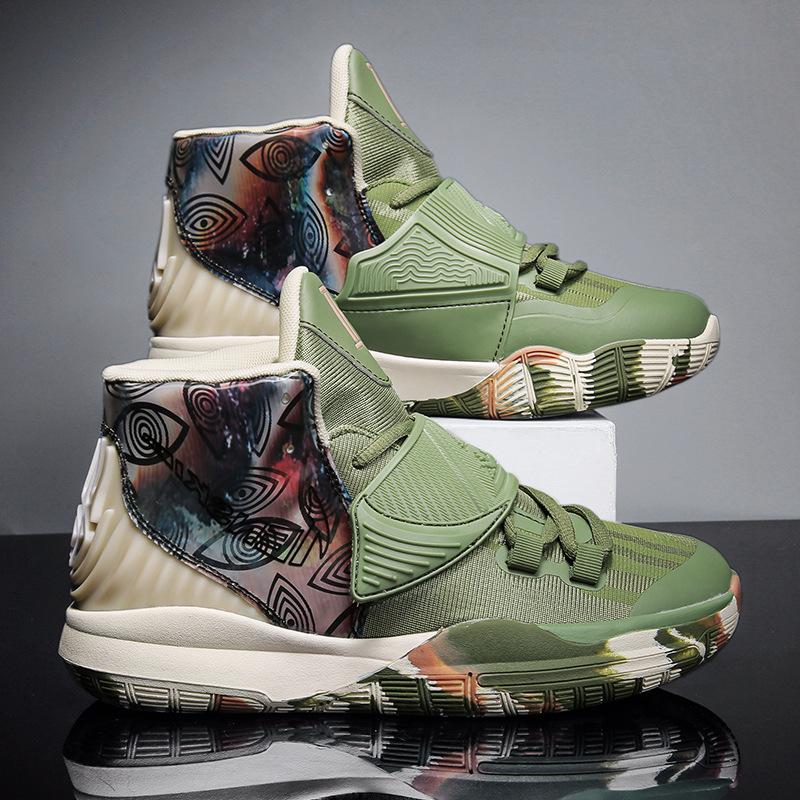 

2025 летняя новая спортивная обувь дышащая сетчатая баскетбольная обувь белые амортизирующие высокие ботинки студенческая игровая обувь 45