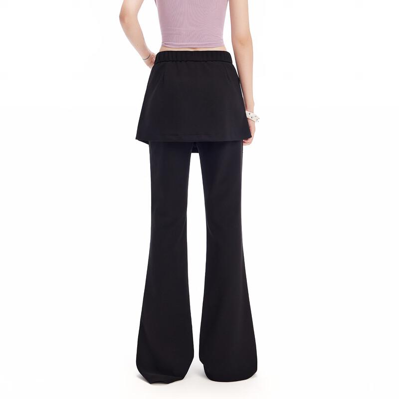 unifree 2026 Spring Sweet & Edgy Faux Two-Piece Patchwork Micro-Flare Casual Pants