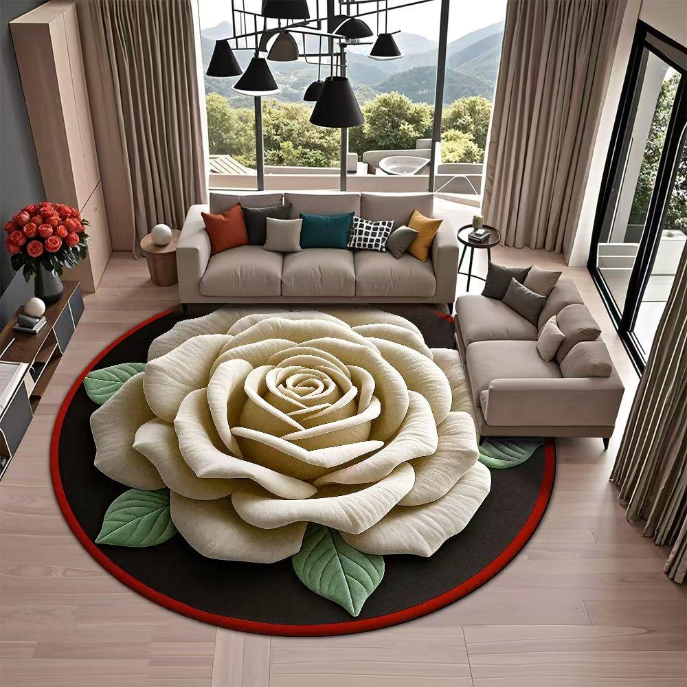 

Non-slip Rose Floor Mat Absorbent 23.6 x 23.6 inches Blanket Wear-resistant Quick Dry Door Gasket for Living Room Bedroom бежевий