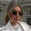 Cool Small Oval Sunglasses Luxury Brand Designer Metal Frame Vintage Sun Glasses Unisex Gold Black UV400
