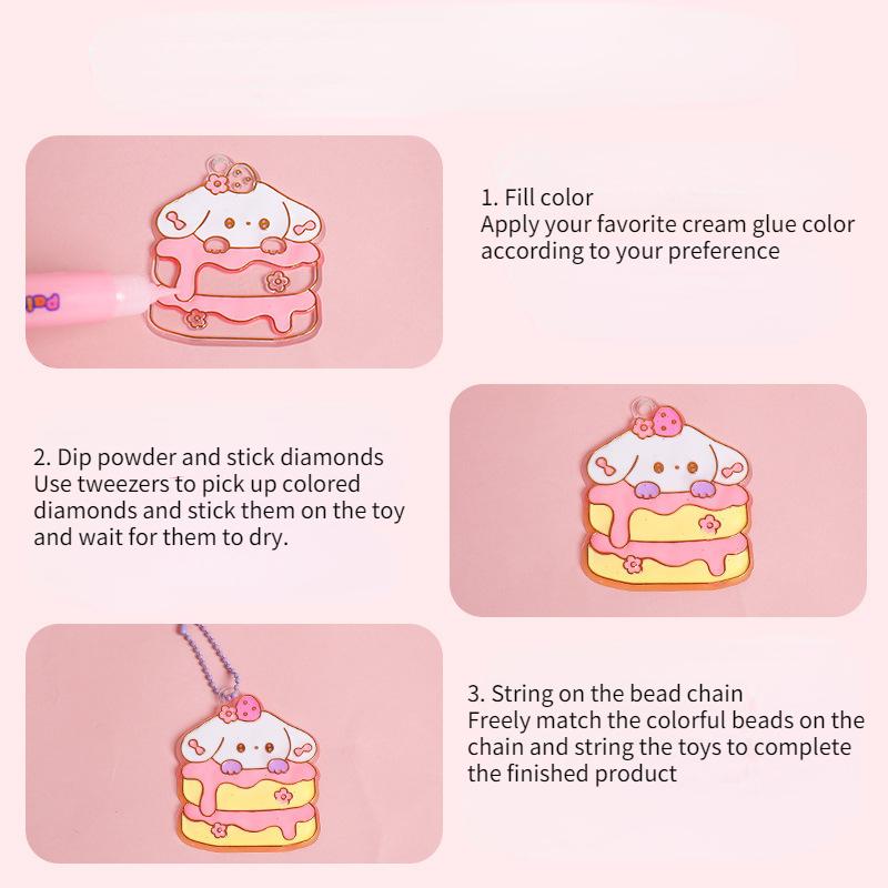 No-bake Crystal Glue Painting Set Children's Handmade DIY Jewelry Hangings Coloring Paint Painting Cream Glue Girl Gift