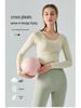 Autumn/Winter Slimming Yoga Top with Built-in Bra and Cross-Pleated Design - Long Sleeve Fitness Wear for Women