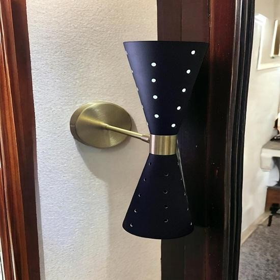 Pair Mid-Century Modern Atomic Wall Sconce Dual Cone Bow Tie Plug-In Lamp Retro Lighting Fixture for Home Decor