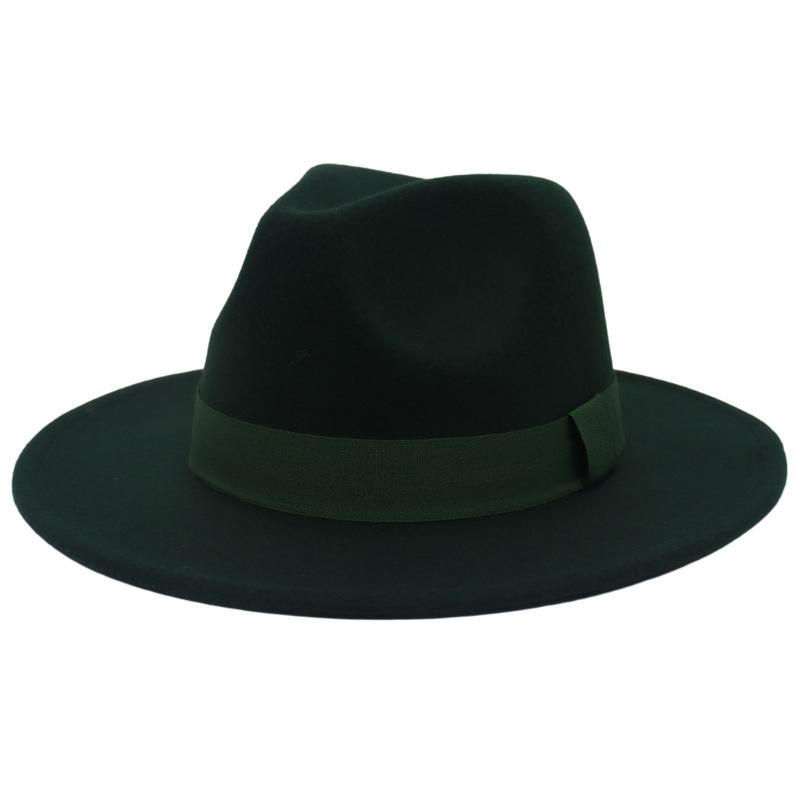 British Jazz Hat Big Eave Hat Square Ribbon French Top Hat Men'S And Women'S Cashmere Felt Hat