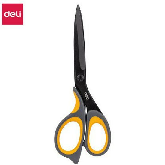 Deli Rustproof Black Blade Large Scissors, Stainless Steel Safety Scissors for Office and Household Paper Cutting