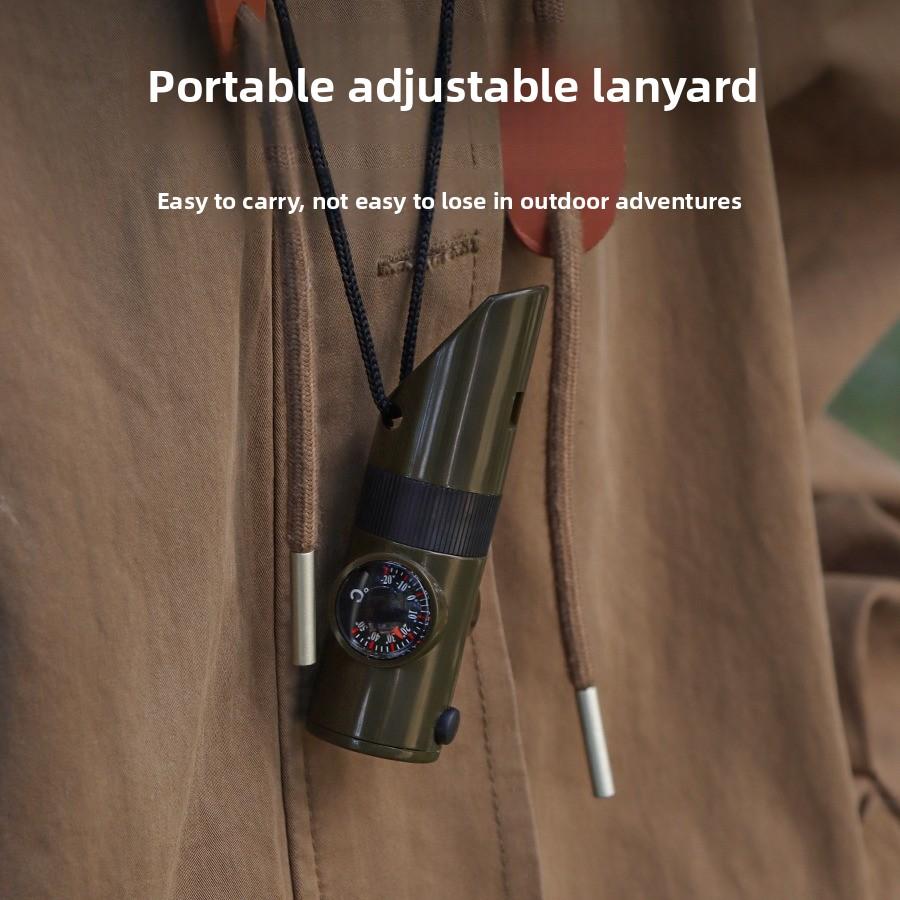 Outdoor Camping Seven-in-one Multi-functional Whistle ALICE Survival Whistle Life-saving Whistle with Flashlight Thermometer Compass