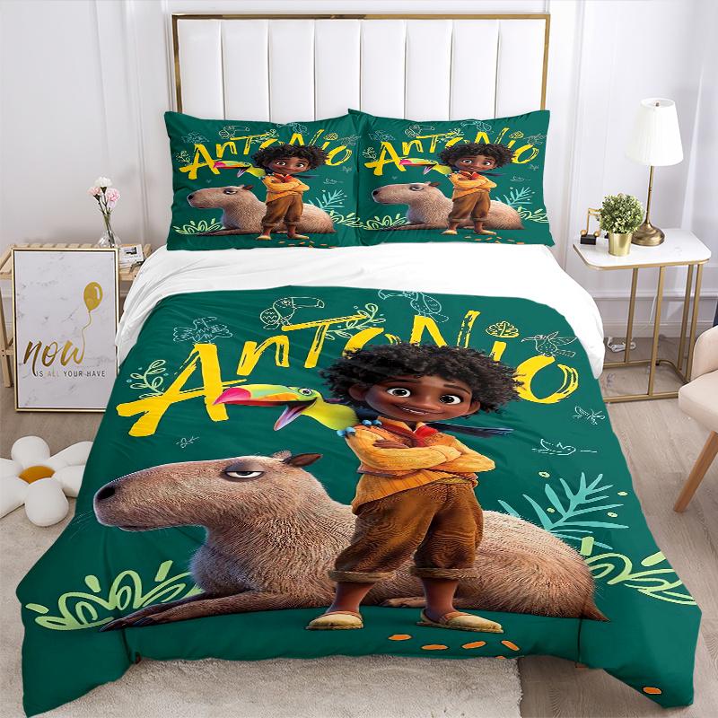 3pcs Encanto Antonio Madrigal & Capybara Bedding Set, Including 1 Quilt Cover and 2 Pillow Shams, Without Filling, Soft and Comfortable Home Bedroom