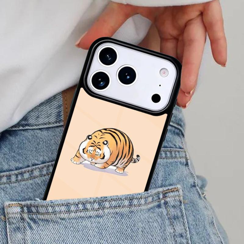 Cute Cartoon Tiger Phone Case for iPhone 16e 15 14 13 12 17 Pro Max Plus Air 17pro Cover Coque