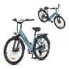 Vélo de ville électrique Hillmiles Milecity 1 26 pouces, Moteur 250W, Batterie amovible 36V 13Ah, Autonomie 80 km, Vélo électrique 7 vitesses pour trajets quotidiens, Bleu