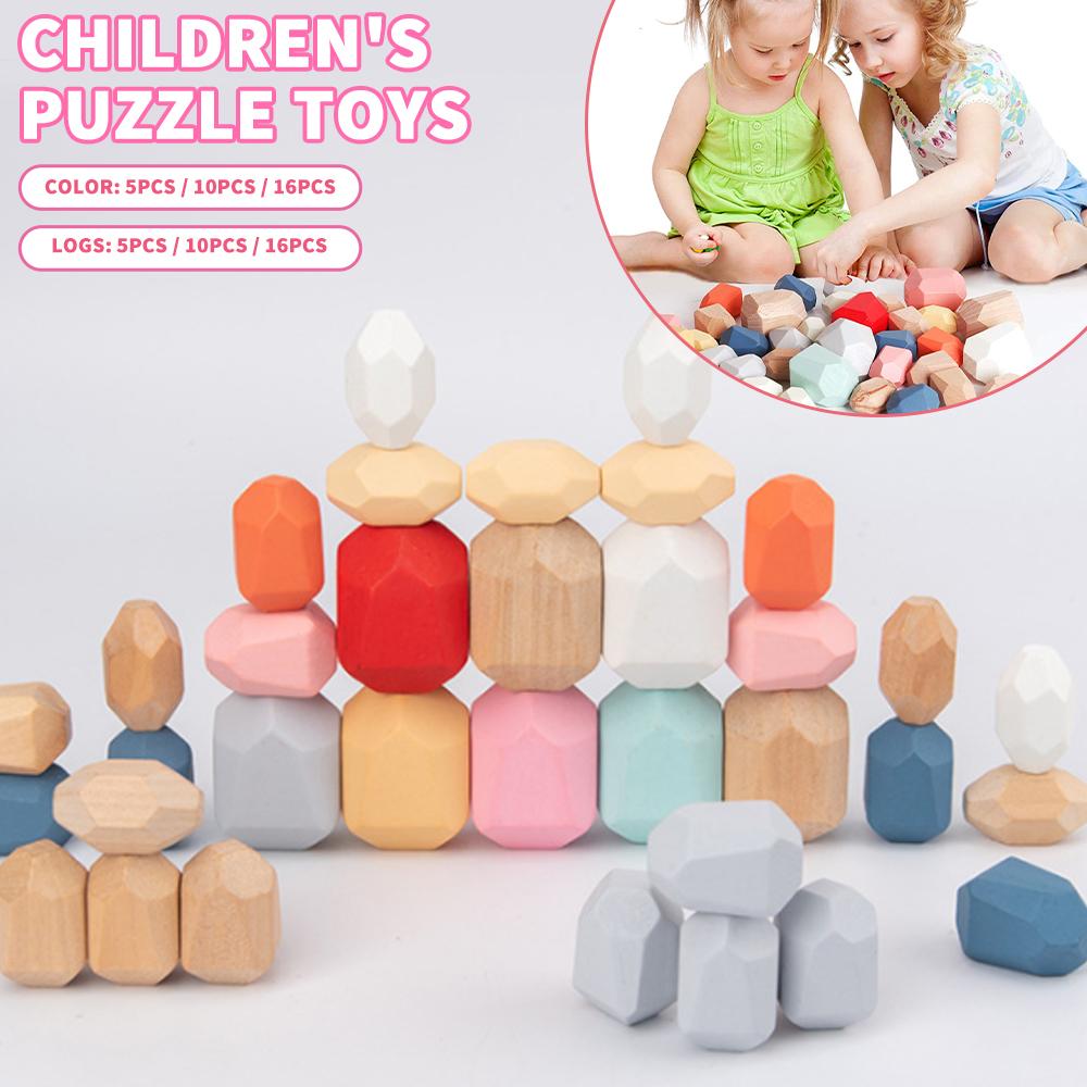 

PDTO Цветные деревянные штабелируемые балансирующие каменные блоки Детские ранние развивающие игрушки