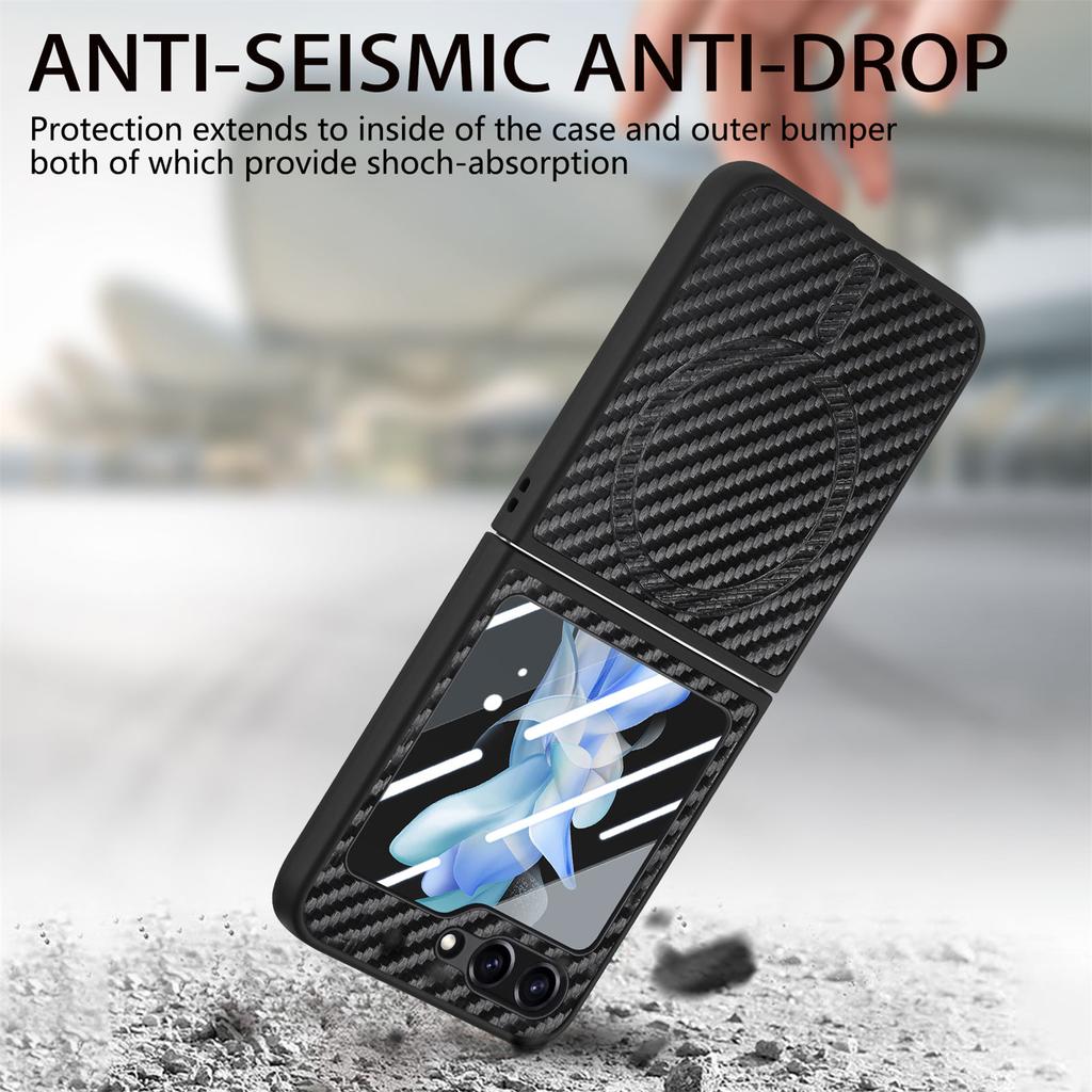 For Samsung Galaxy Z Flip5 5G Case Compatible with MagSafe Leather+PC Cover with Rear Screen Film