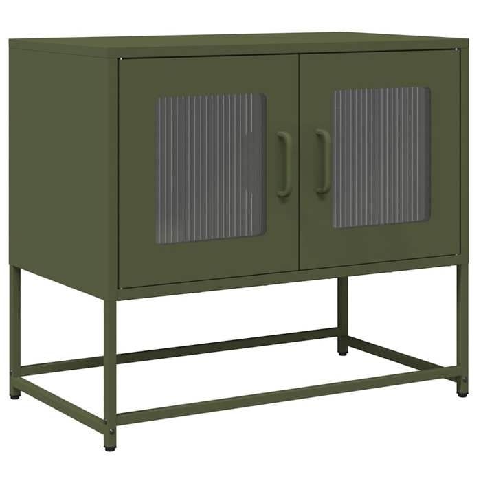 VidaXL Meuble TV vert olive 68x39x60,5 cm acier laminé à froid, banc tv, meuble hifi, centre de divertissement, buffet tv, 853336