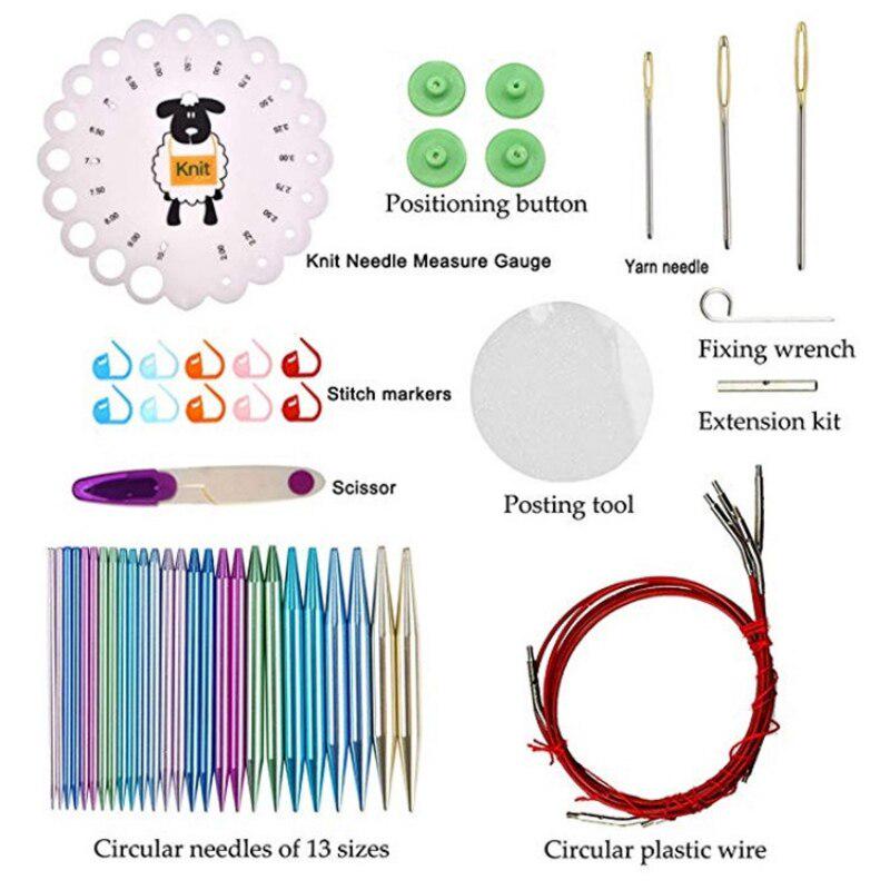 Aluminum Circular Knitting Needles Set Double Pointed Interchangeable