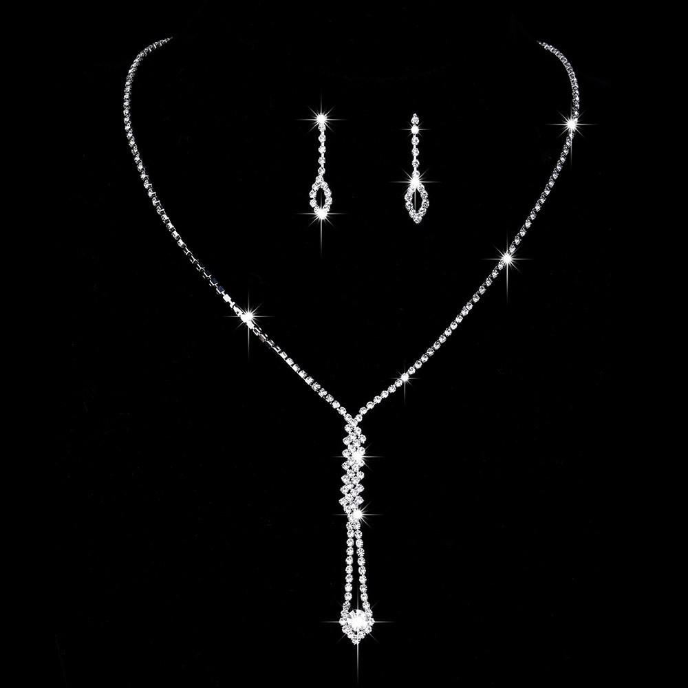 Simple Jewelry Bridal Necklace Earrings Stud Earrings Set, Versatile Temperament Two-Piece Set