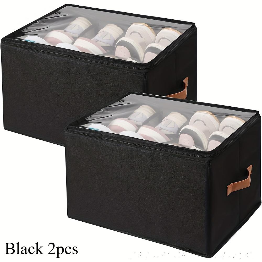 2PC Shoe Organizer 12grids Foldable Oxford Shoe Organizer with Lid Cabinet Organizers Slipper Sneaker Storage Shoe Box Dustproof
