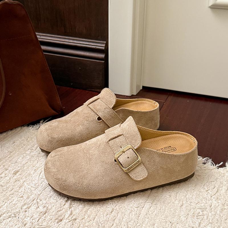 

thick-soled inner height-increasing Boken shoes women s outer wear bag head half slippers 2025 new spring and autumn one-pedal lazy slippers 40 пісочний