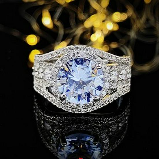 European & American Fashion Ring: Square Colored Diamond, Women's Daily/Wedding/Banquet R4898