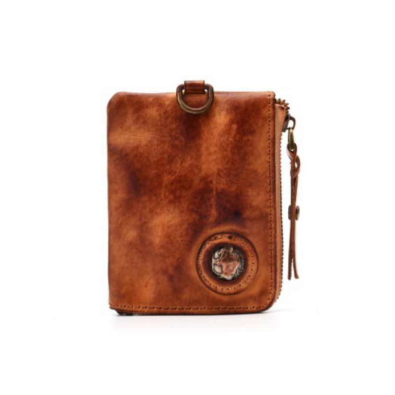 Mens Womens Vintage Leather Coin Purse Minimalist Slim Wallet Key Holder With RFID Blocking