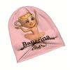 Ballerina Cappuccina Beanie - Unisex Hip Hop Knit Hat With Playful Ballet Dancer & Cup Design, Soft Pink, Stretchy & Comfortable