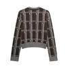 2025 Spring Women's Fashion Plaid Knit Sweater - Versatile Round Neck for Commuter Wear