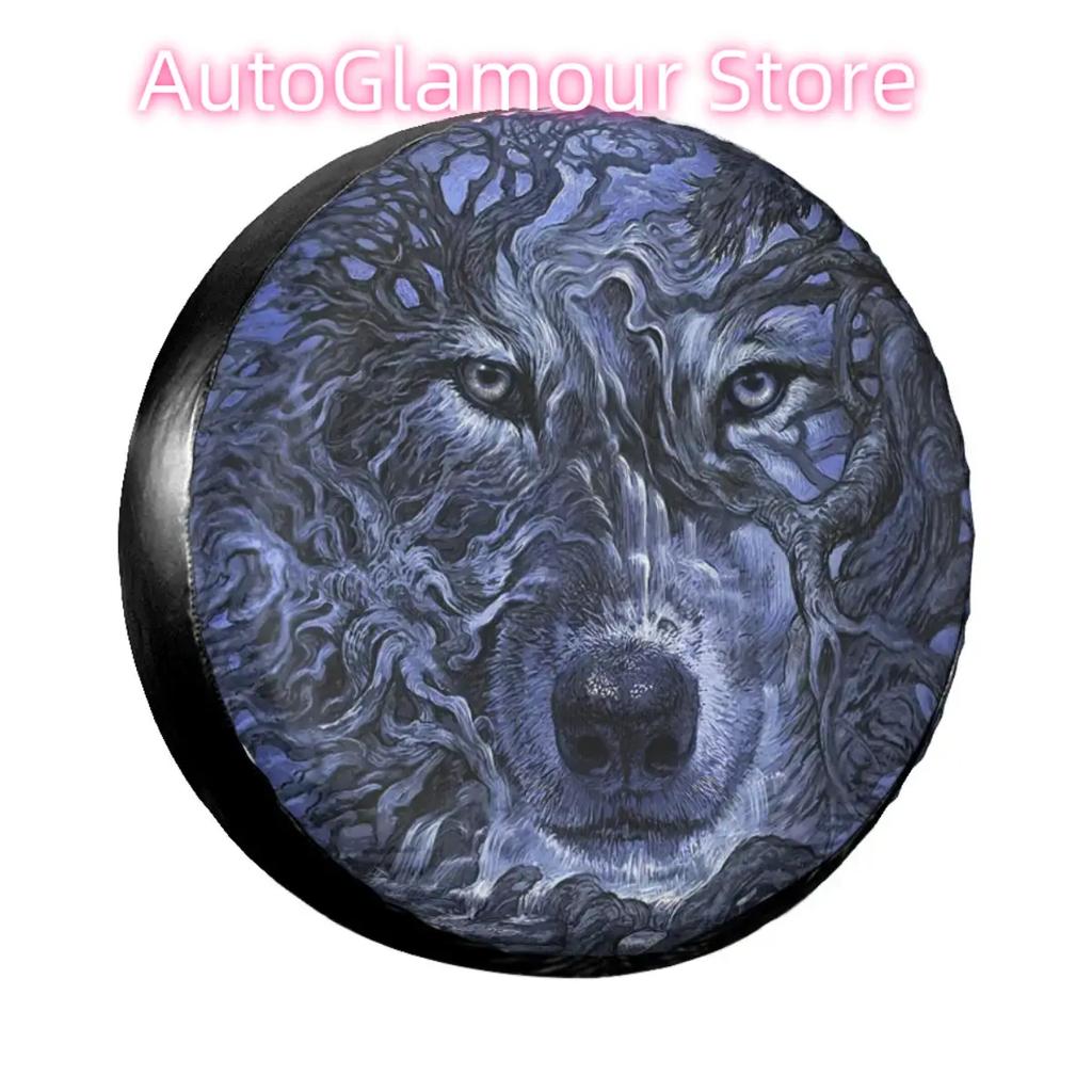 Wolf Tree Spare Tire Cover for Mitsubish Animal Car Wheel Protectors Accessories 14" 15" 16" 17" Inch