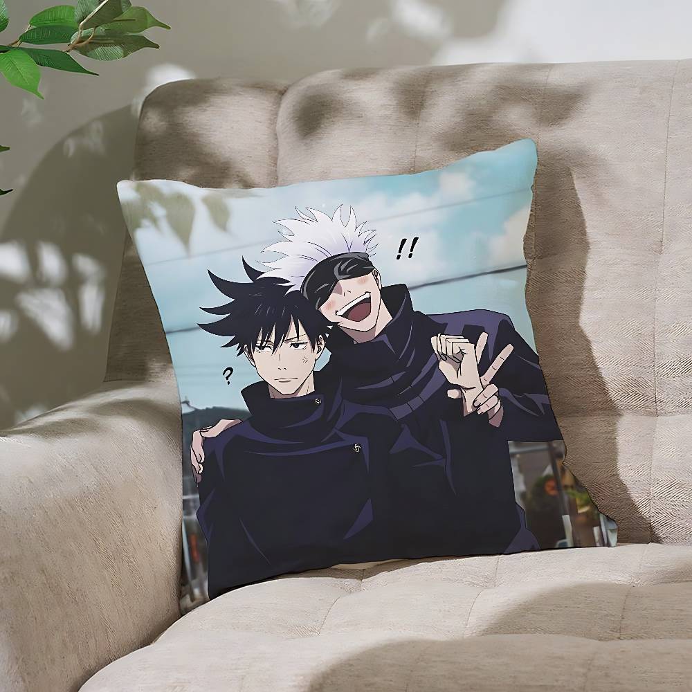 Anime J-Jujutsu K-Kaisen Pillow Case Cushion Cover Soft Cute Throw Pillow Case For Car Sofa Pillowcase Polyester With Zipper