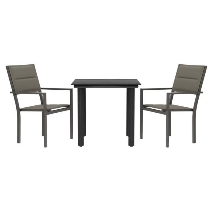 VidaXL Ensemble à manger de jardin 3 pcs noir textilène et acier 3200742