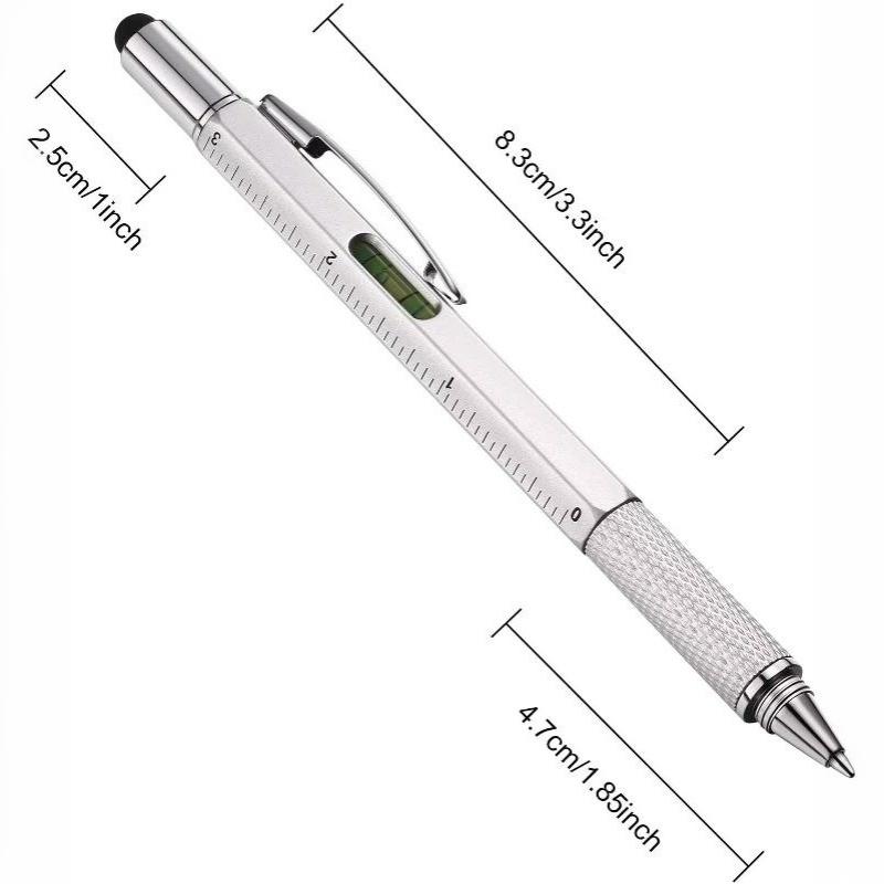 Lightweight Multifunctional Touch Screen Stylus Pen with Screwdriver Ruler Level Gauge for Travel Carry Emergency Repair Tasks
