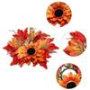 Fade Resistant Sunflower Maple Candle Ring Wreath  Fall Decoration