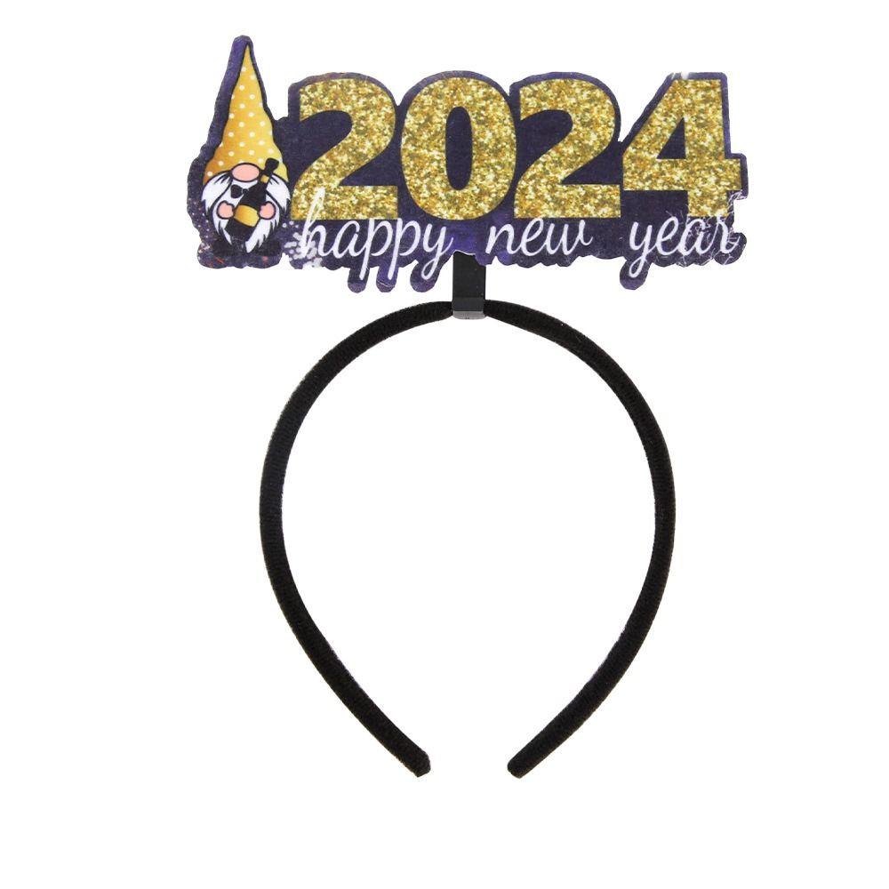 Sequin 2024 Happy New Year Headband Tinsel New Year Headdress Christmas Headpiece  New Year Gift