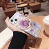 Internet Celebrity Same Ins Style Light Luxury Dream Purple Rose Mobile Phone Case iPhone17Pro Glass Protective Case Apple 15