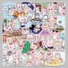 51 Cute Pink Rabbit Cartoon Stickers - Hand-Painted, Waterproof, Perfect for Laptops & Stationery