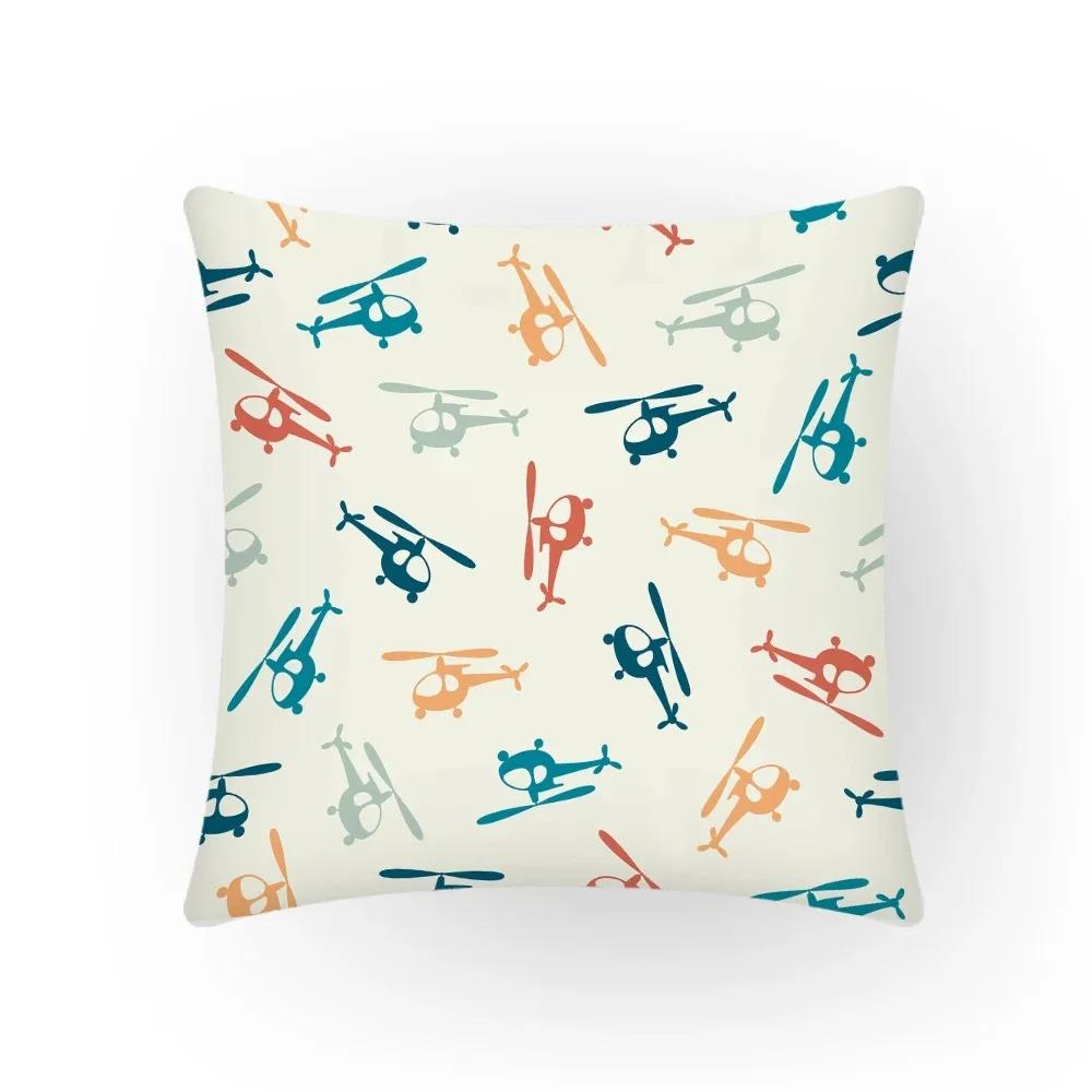 Bunter Innenraum Cartoon Flugzeug Druck Kunst Kissenbezug Heimdekoration Sofakissen Kissenbezug