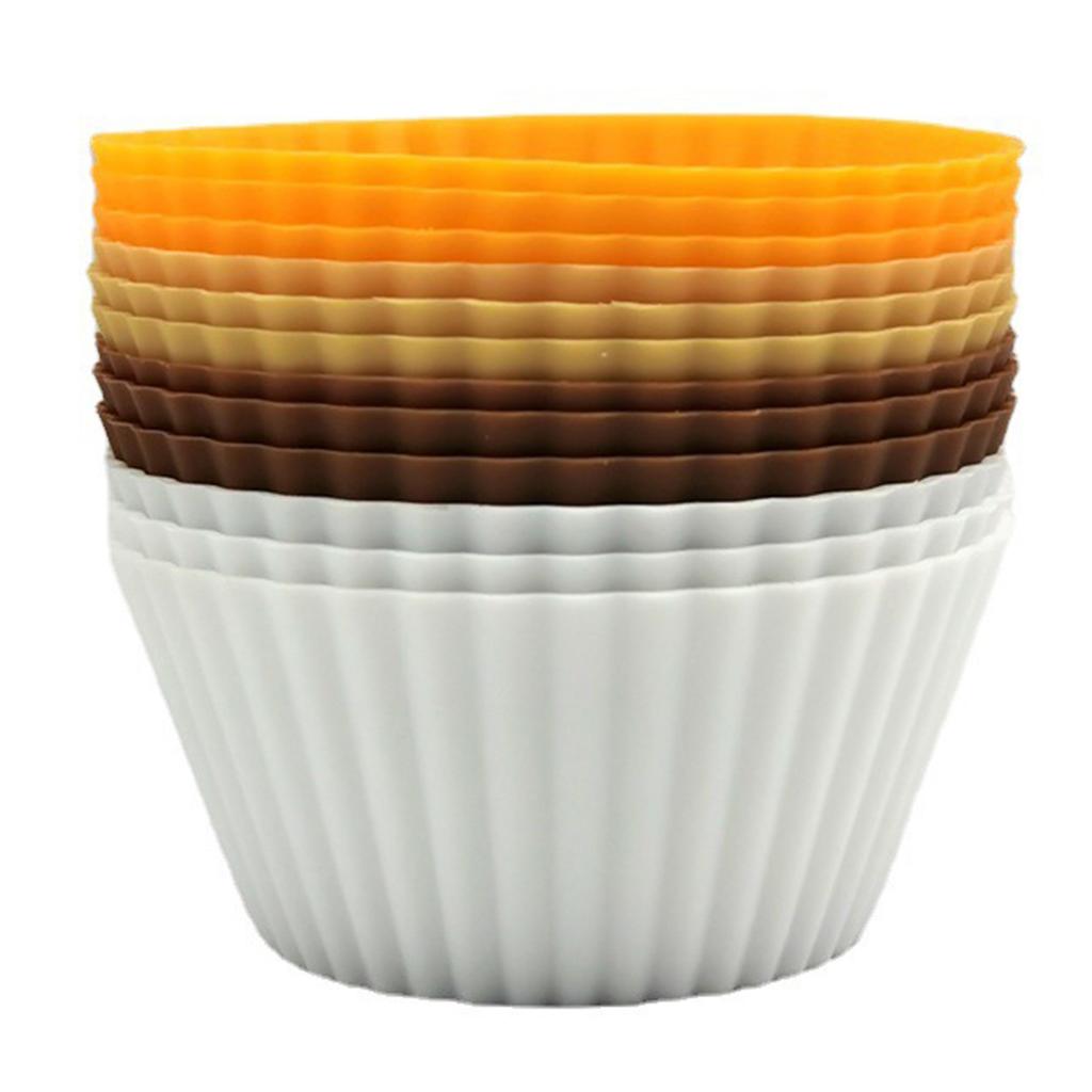 12pcs Silicone Cupcake Baking Cups Mold Reusable Non-Stick Muffin Cupcake Liners Holders Set For Baking Cooking Cupcake Pan Mold