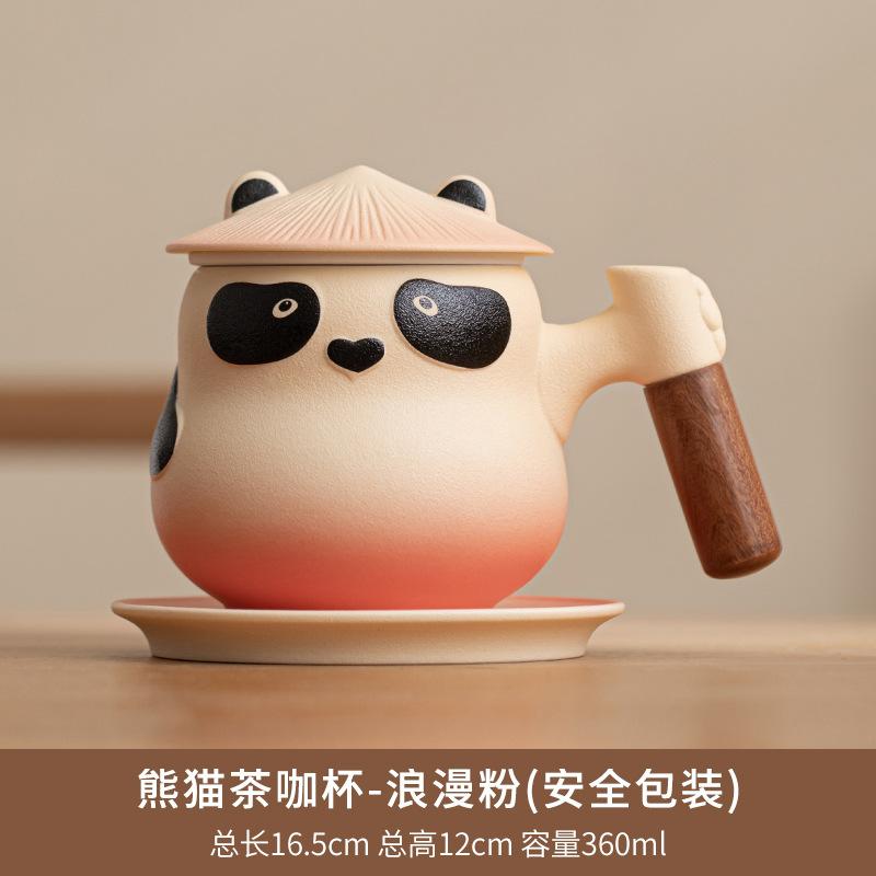 Panda kelímek na bubble tea kávový kelímek domácí keramický hrnek s víčkem kancelářský kelímek pro oddělení čaje s uchem dárková krabička