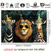 Birthday Party Animals Backdrop Funny Safari Lion, Zebra and Giraffe Photography Background