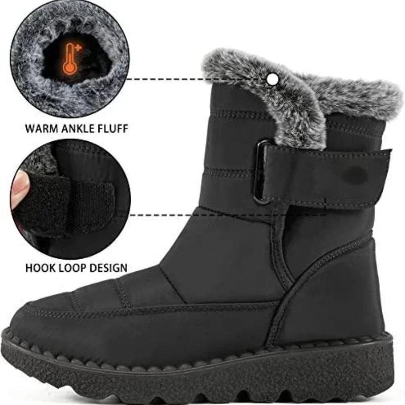 Waterproof Winter Boots for Women New Faux Fur Long Plush Snow Boots Woman Platform Shoes Warm Cotton Couples Ankle Boots