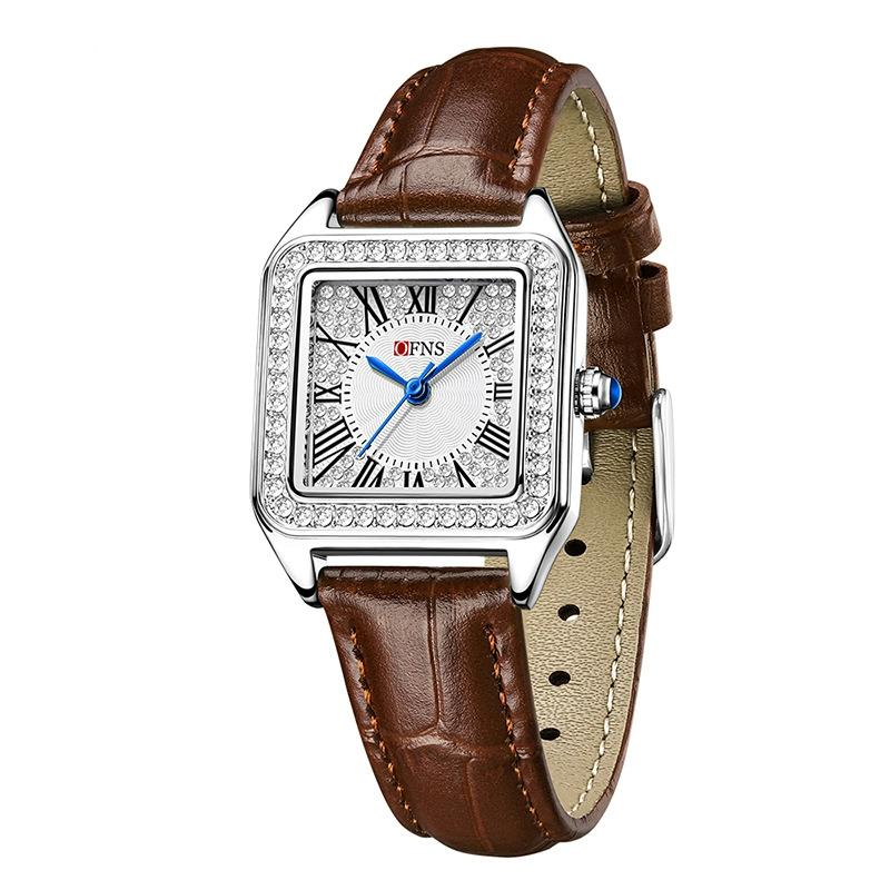 SANDA Fashion Lightweight Women's Quartz Watch Diamond Square Elegant Roman Waterproof Women's Quartz Watch