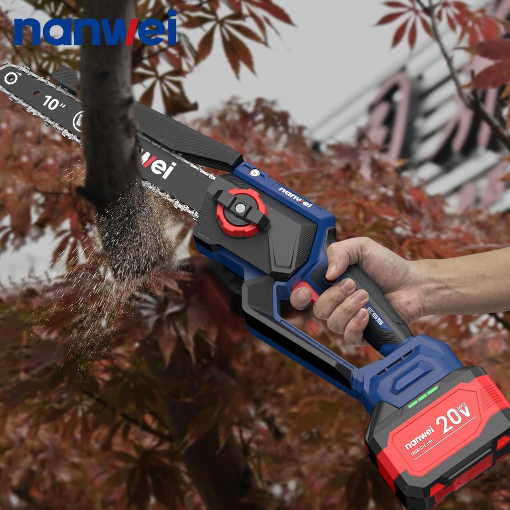 NANWEI 10-inch electric chain saw 6500 rpm, Speed 9 m/s,Manual  pressing