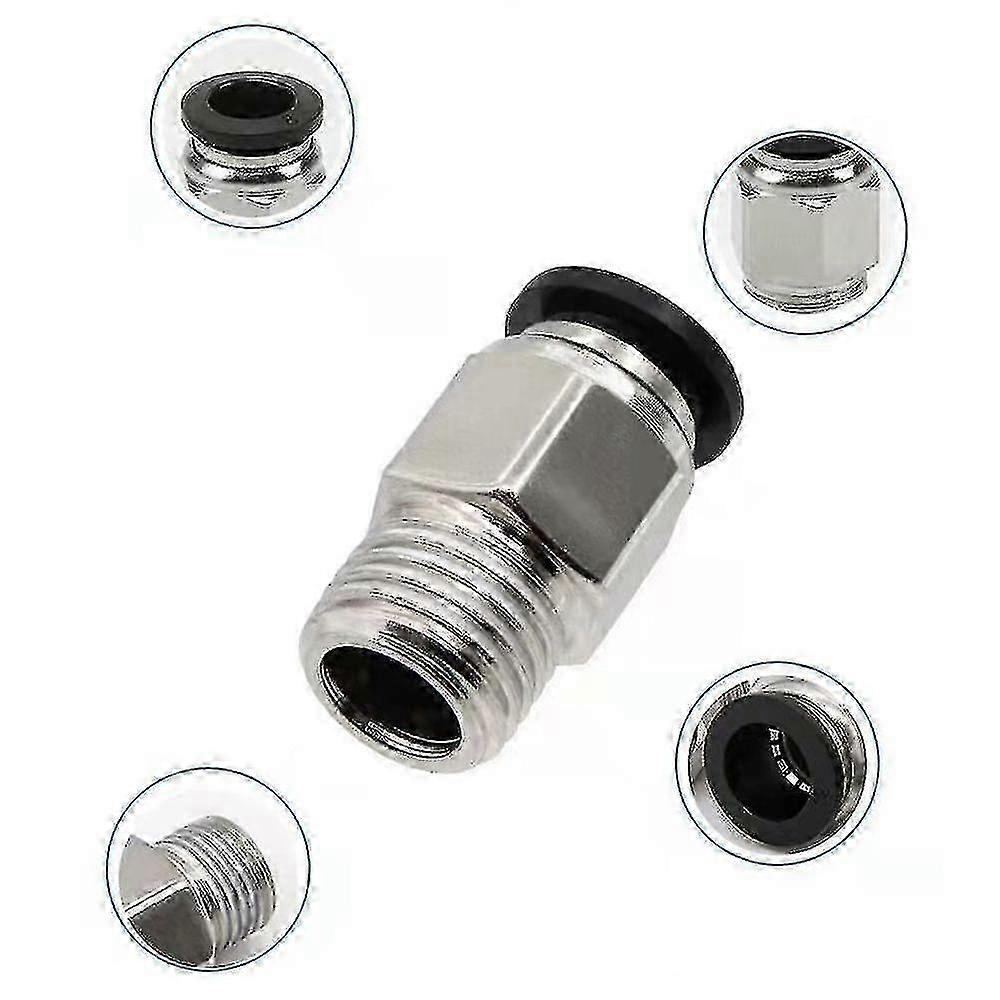 Straight Pneumatic Push-On Quick Connect Fitting M5 Male X 4mm Tube OD Silver, 1 Piece