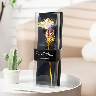 Valentine'S Day Gift For Girlfriend Eternal Flower Colorful Foil Rose Flower In Box Artificial Flower Mothers Day Wedding Favors