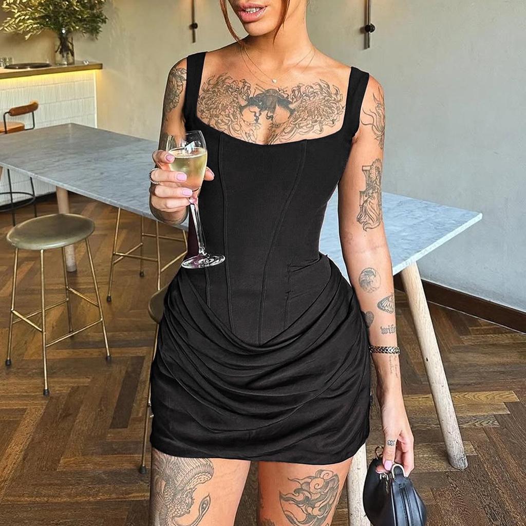 Women's European & American Sexy Fishbone Slim Fit Backless Spaghetti Strap Dress - Hot Girl & Mature Style