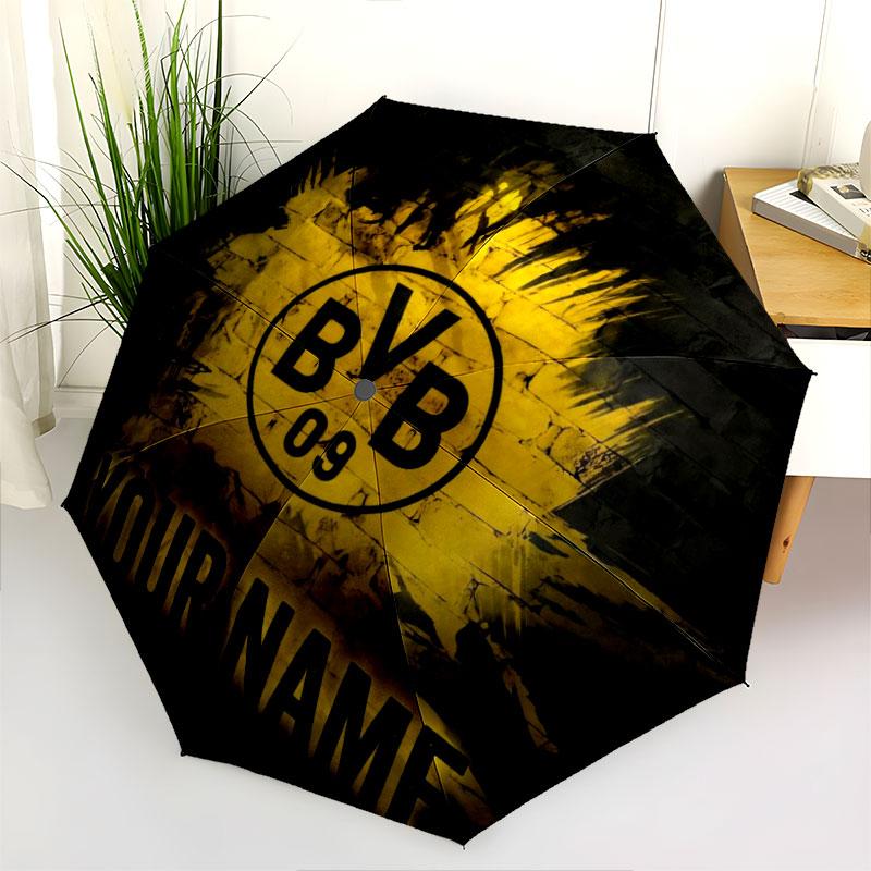 1 Stück Automatischer Faltregenschirm - Borussia Individuelles Namensmuster, Tragbares & Faltbares Design mit 8 Speichen, Weihnachts-Geburtstagsgeschenke