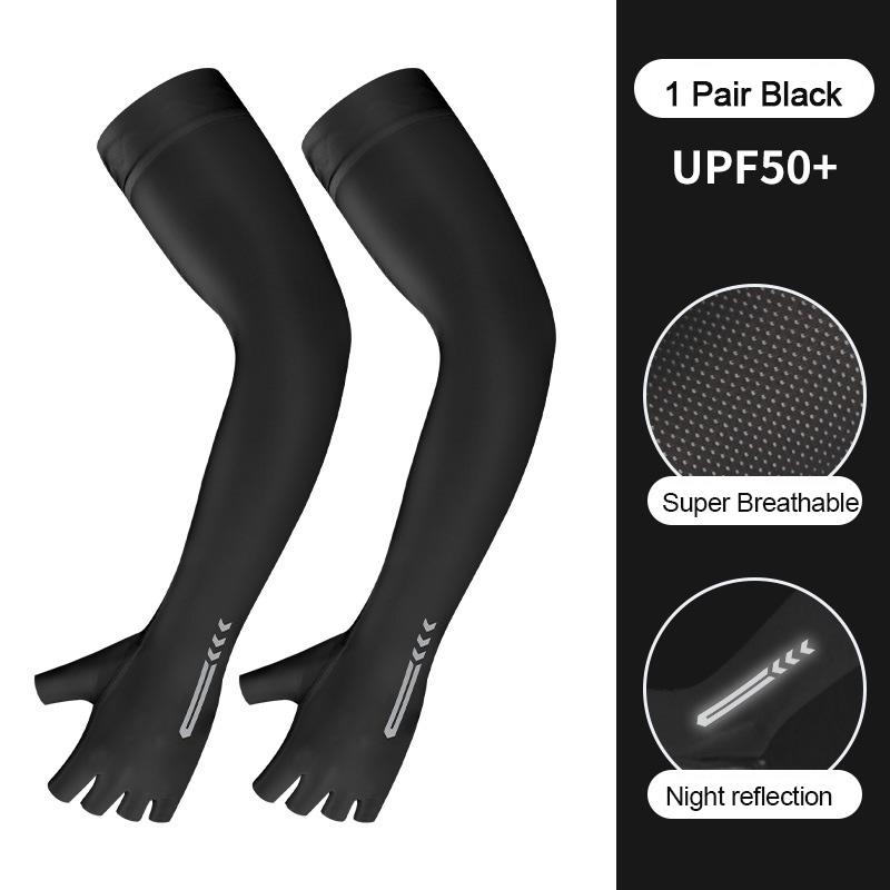 

1 пара велосипедных УФ-солнечных нарукавников для защиты от солнца, охлаждения, баскетбола, бега, рыбалки, согревающих пальцев, бандажей XL чёрный
