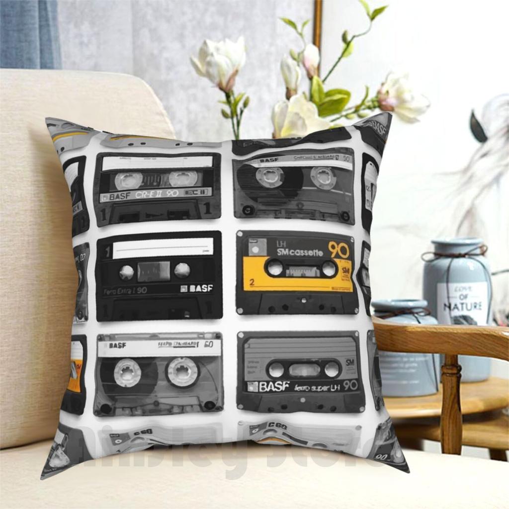 Retro Music Casettes Pillow Case Printed Home Soft Throw Pillow Retro Music Casettes