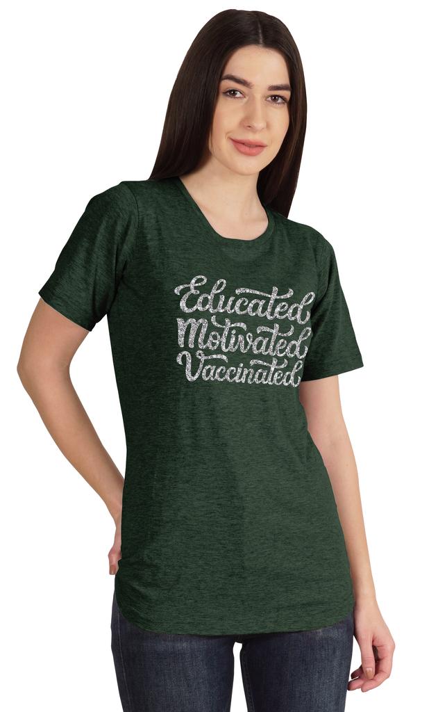 Inkmeso Educated Motivated Vaccinated Funny Pro-Vaccine T-shirt Tops For