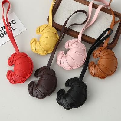 Croissant Pendant Creative Simple Bag Keychain Luggage Pendant PU Leather Leather Multi-layer Patch Pendant
