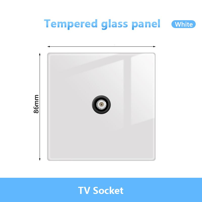 White LED Indicator Light Switch Panel Glass Piano Key Self-reset Wall Switch socket,UK FR EU Universal USB Electrical Outlet