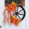 Autumn Harvest Pumpkin Wheel Wreath for Thanksgiving Door Decorations
