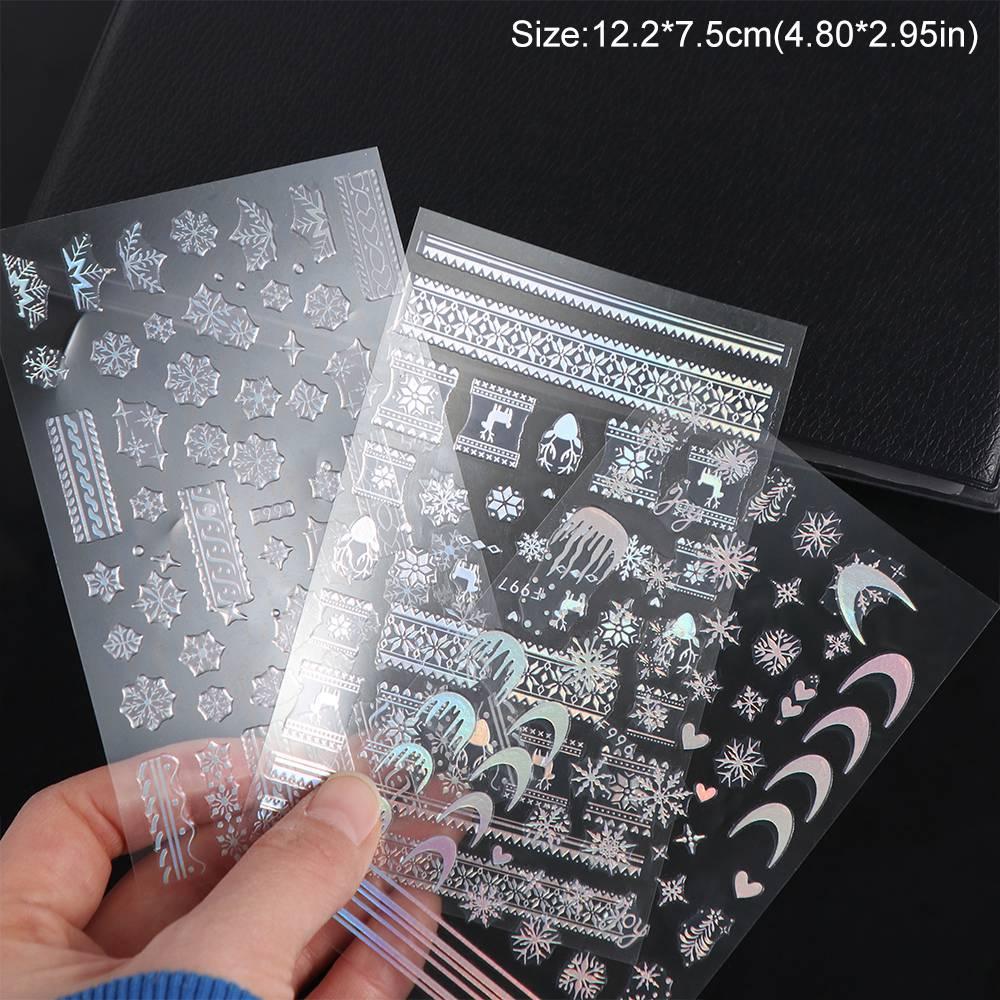 French Lines Christmas Laser Nail Stickers Christmas Nail Decorations  Christmas Party
